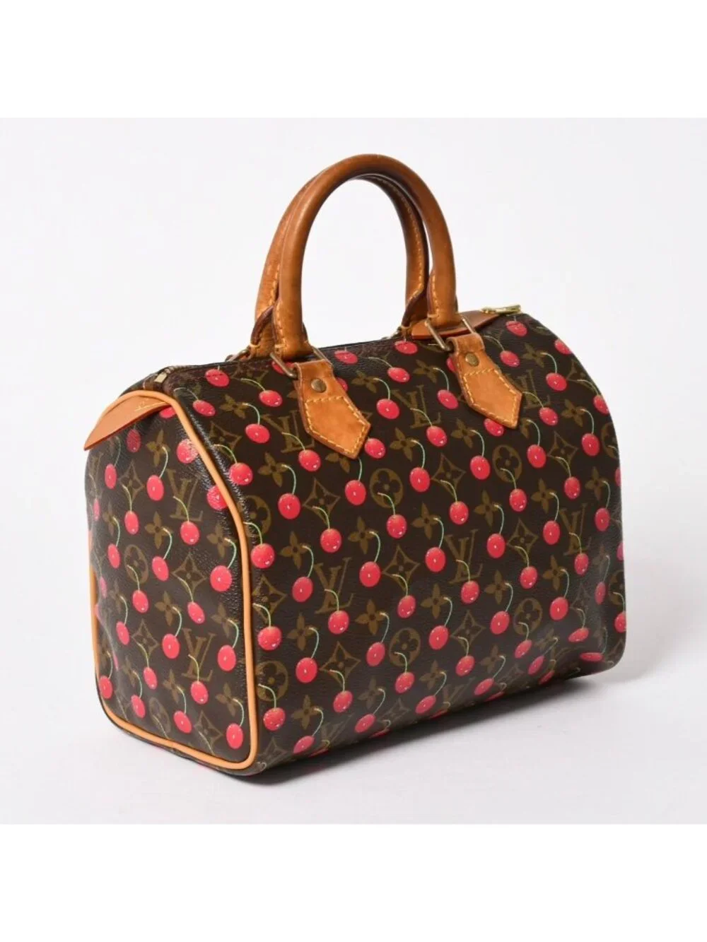 Louis Vuitton Speedy 25 Handbag Monogram Cherry Brown Takashi Murakami